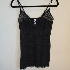 Secret Treasures Black Floral Lace Chemise Nightgown – Size M (8-10)